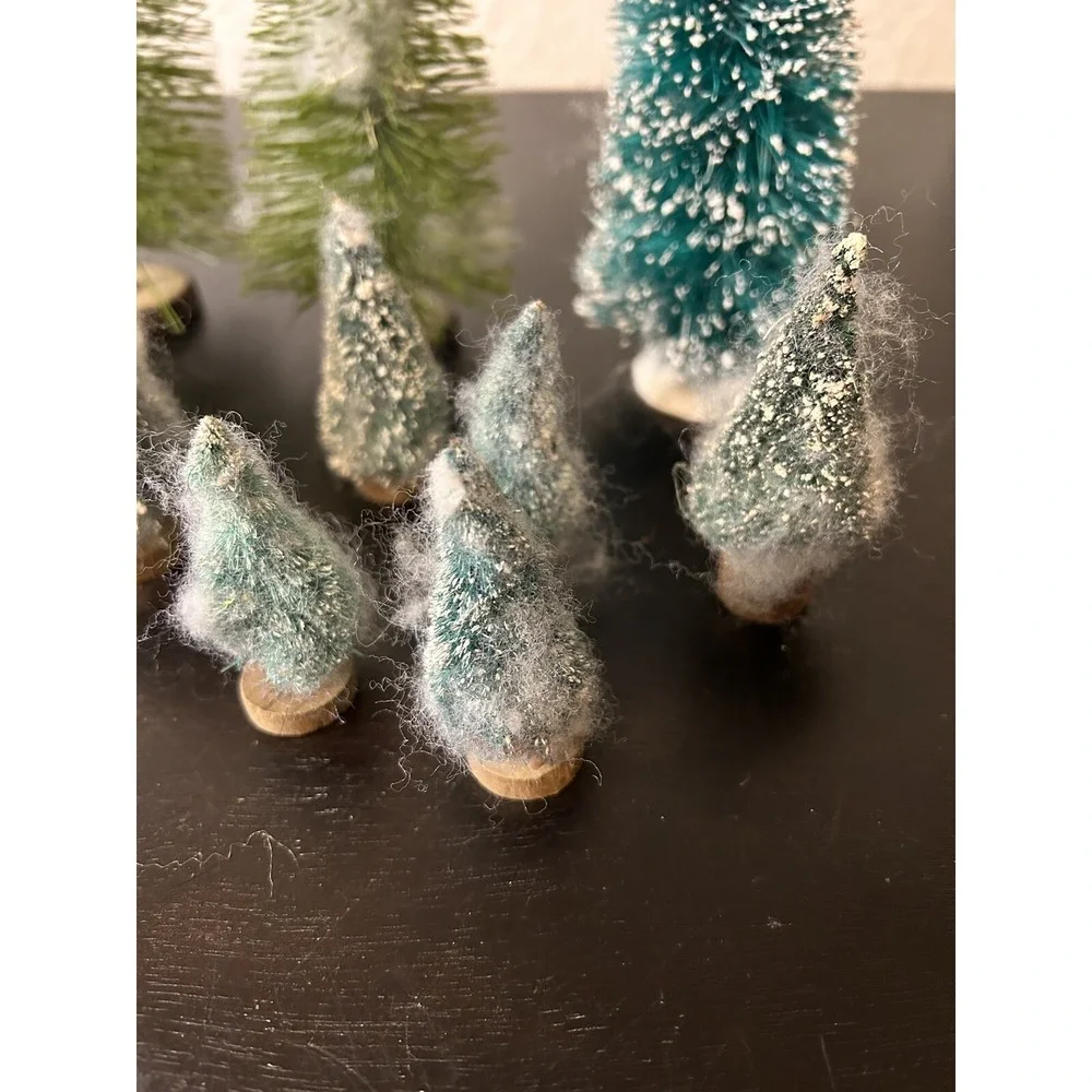 Set of 10 Unmarked Village Christmas Trees